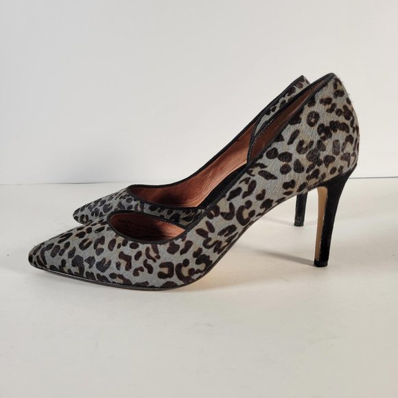 Halogen Gray Animal Print Calf Fur Suede Stiletto Pump Heels Women Size 7W - Picture 3 of 11